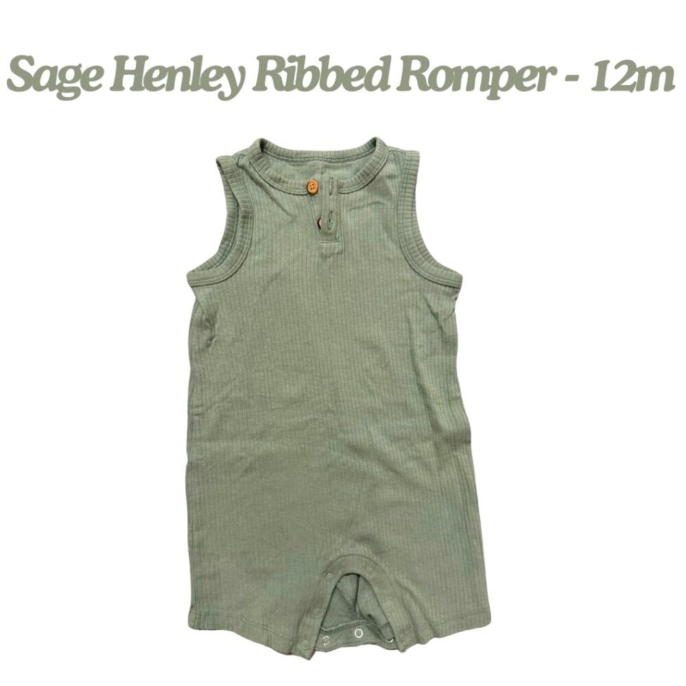 Sage Henley Soft Romper - Playsuit - 12m